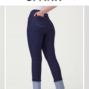 Spanx cuffed straight leg jeans. Large petite